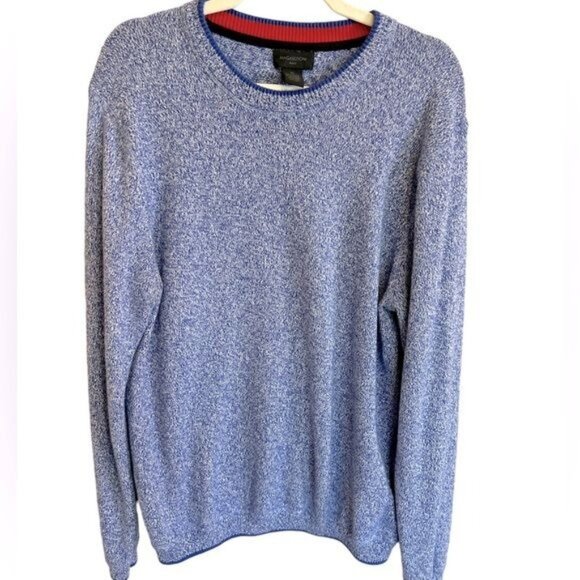 Magaschoni Men’s Sweater Size XL Marled Blue White Crewneck Cotton Blend - Picture 1 of 9